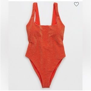 Aerie Orange Sparkle One Piece (L)